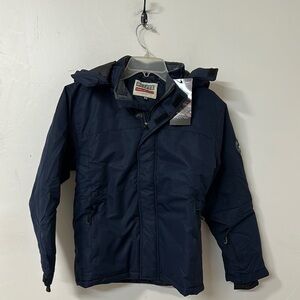 Blue Hooded Puffer Jacket for Outdoor Wear